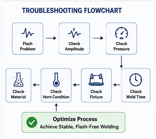 ultrasonic welding flash troubleshooting flowchart