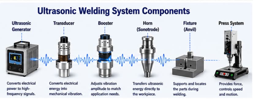 Ultrasonic Welding System Components Main components of an ultrasonic welding system