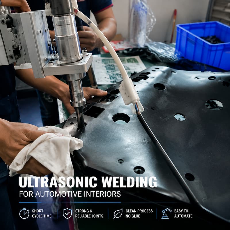 Ultrasonic Welding for Automotive Interior Parts Ultrasonic welding process for automotive interior plastic parts