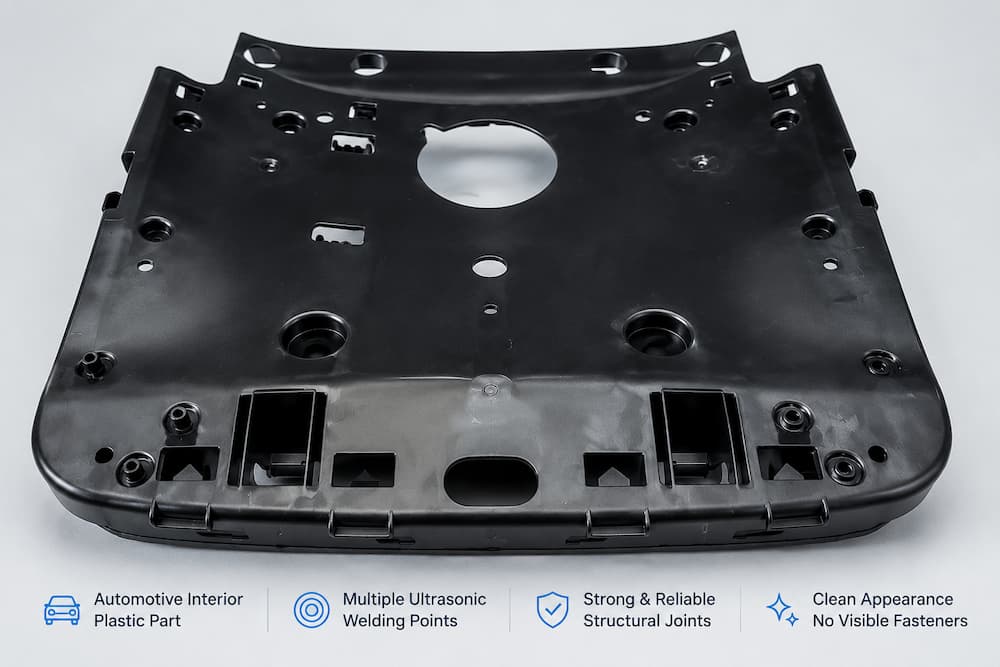 Automotive Interior Plastic Part with Ultrasonic Welding Points Automotive interior plastic part with multiple ultrasonic welding points